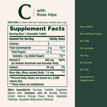 Nature's Bounty Vitamina C, Apoyo para un Sistema Inmunitario Saludable, 500 mg de Vitamina C con Escaramujo, 90 Comprimidos – Image 5