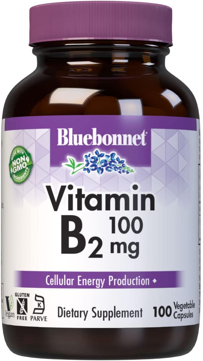 Bluebonnet Nutrition Vitamina B2 (Riboflavina) 100 mg - 100 Cápsulas Vegetales