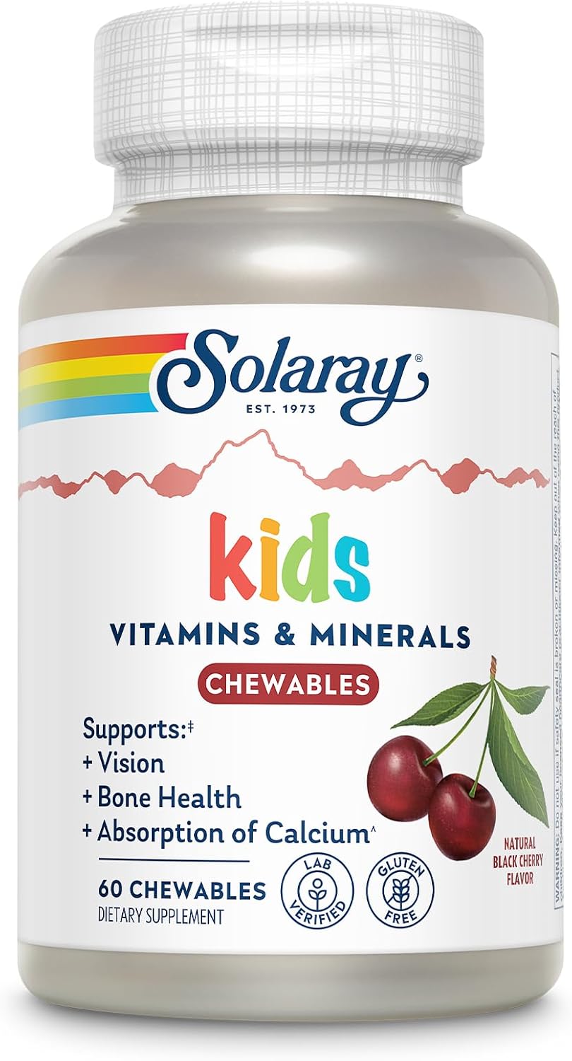 SOLARAY Multivitamínico Completo para Niños - 60 Comprimidos Masticables Sabor Cereza Negra