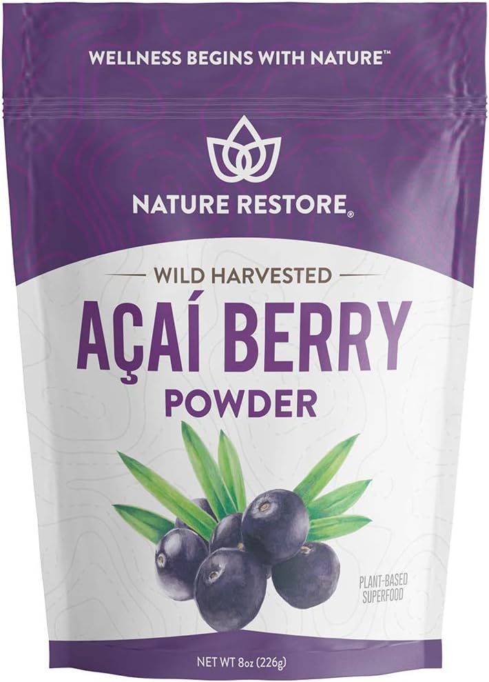 Nature Restore Acai Berry Powder Wild Harvested, 10 Ounces (283g)