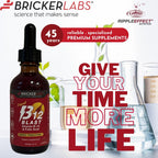Bricker Labs B-12 Blast Liquid Vitamin B12 and Folic Acid, 59 ml (2 fl oz) - Raspberry Flavor