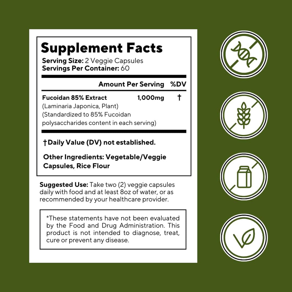 Vitapia Pure Fucoidan 85% Extracto de Alga Parda - 120 Cápsulas Veganas