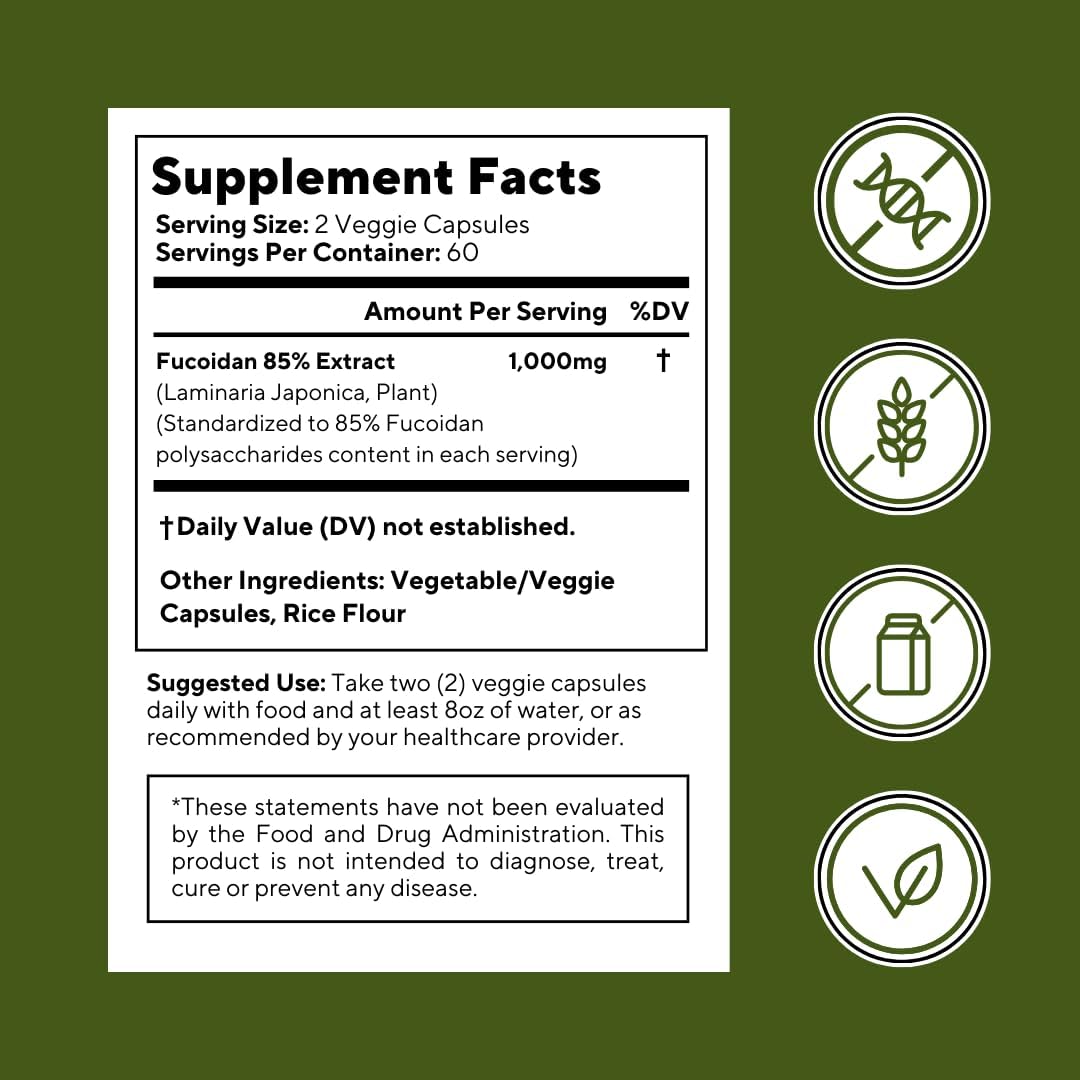 Vitapia Pure Fucoidan 85% Extracto de Alga Parda - 120 Cápsulas Veganas
