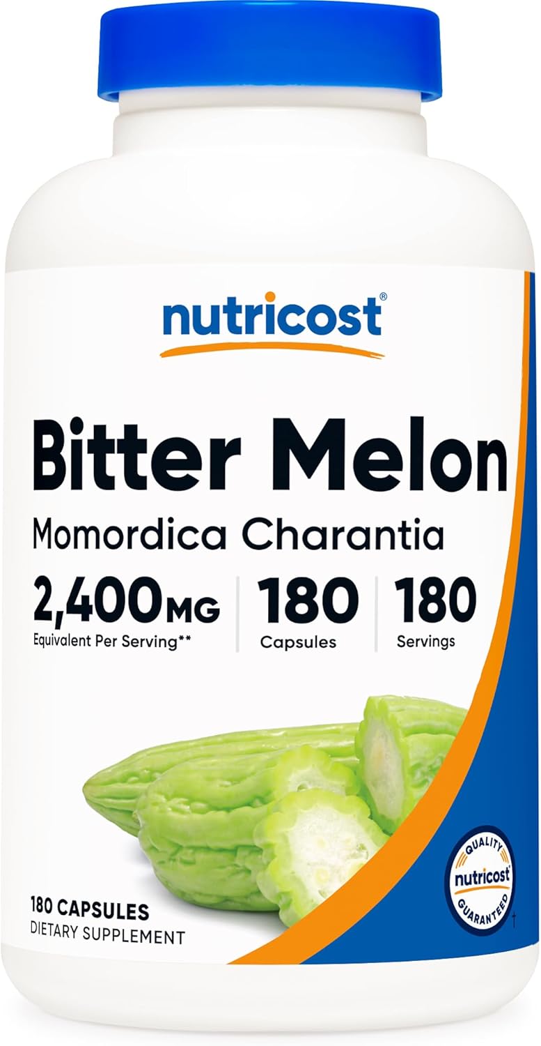 Nutricost Melón Amargo 600mg, 180 Cápsulas (3 Botellas)