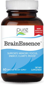 PURE ESSENCE LABS Brain Essence - Suplemento para la Memoria y la Concentración con Bacopa Monnieri y Ashwagandha (60 Comprimidos)
