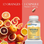 Solaray Vitamina C 1000 mg - Cápsulas de Liberación Prolongada con Rosa Mosqueta y Acerola - Apoyo Inmunitario - Vegano