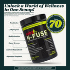 Saba N-Fuse Super Greens Powder – 50+ Superalimentos, Probióticos, Enzimas Digestivas y Adaptógenos