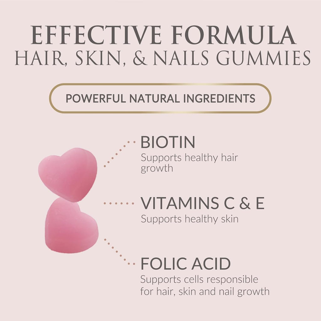 Gominolas de Biotina 5000 mcg Sin Azúcar - Apoyo Nutricional para Cabello, Piel y Uñas - 120 Gominolas Vegetarianas