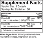 BRAINMD Vitamina D3 + K2, 60 Cápsulas – Apoyo Sinérgico para Huesos y Cognición