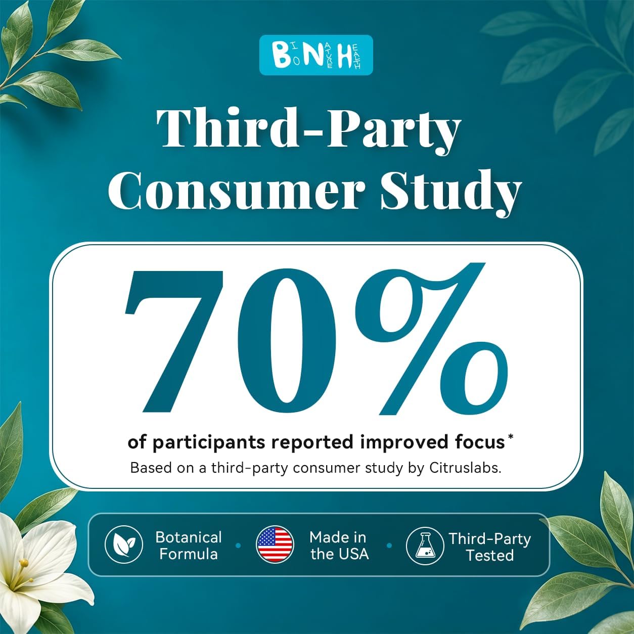 BNH Brain Blossom - Suplemento para Memoria y Enfoque con Azafrán, Ginseng y Cúrcuma, 180 Cápsulas