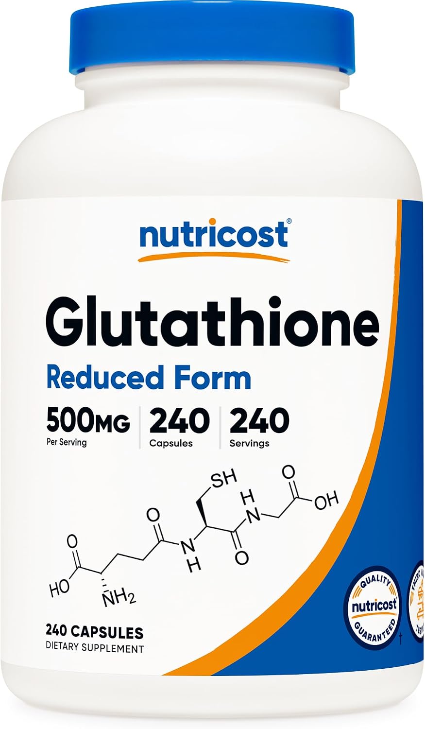Nutricost Glutatión 500mg, 240 Cápsulas - Sin Gluten, No GMO
