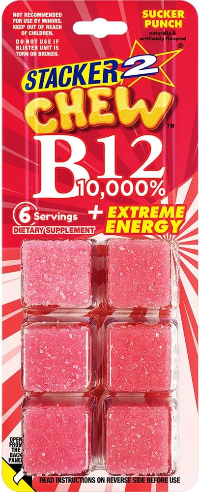STACKER 2 Vitamina B12 10,000% - Gominolas de Energía - 6 Unidades