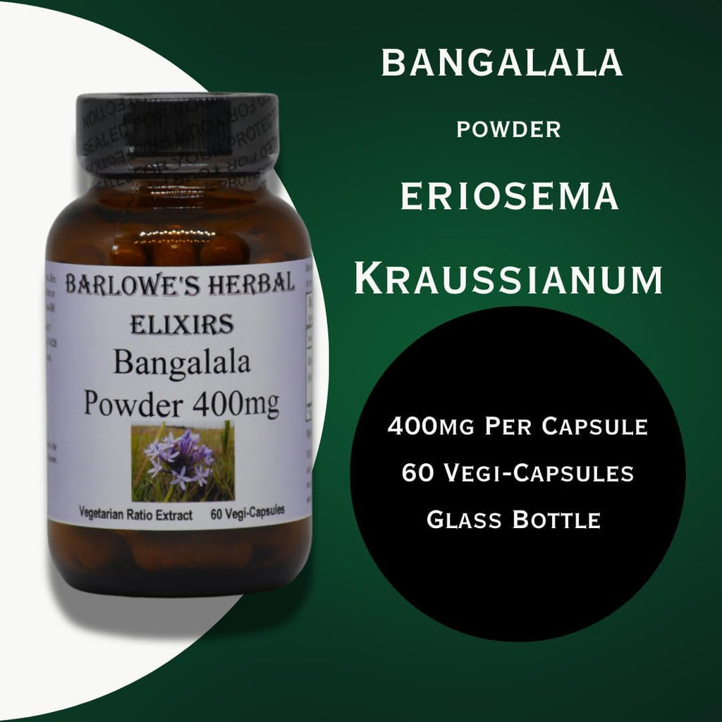 Barlowe's Herbal Elixirs Bangalala (Eriosema kraussianum) – Cápsulas de 400 mg – Hierba de vitalidad masculina sudafricana – 60 cápsulas veganas – Sin estearatos, envasado en vidrio