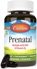 Carlson Prenatal, Multivitamínico con DHA y Vitamina D3, 60 Cápsulas Blandas