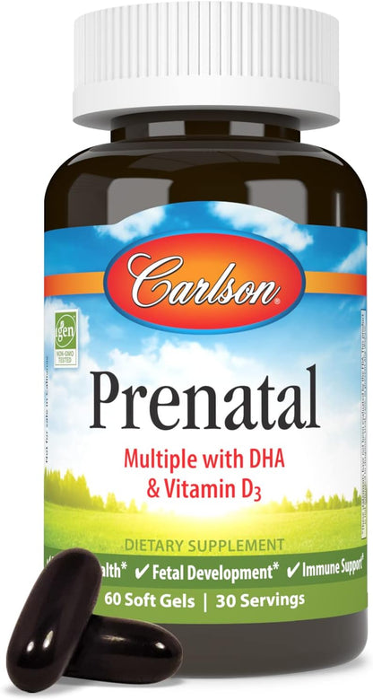 Carlson Prenatal, Multivitamínico con DHA y – Ácido fólico: esencial para el crecimiento de los tejidos maternos. – Image 1