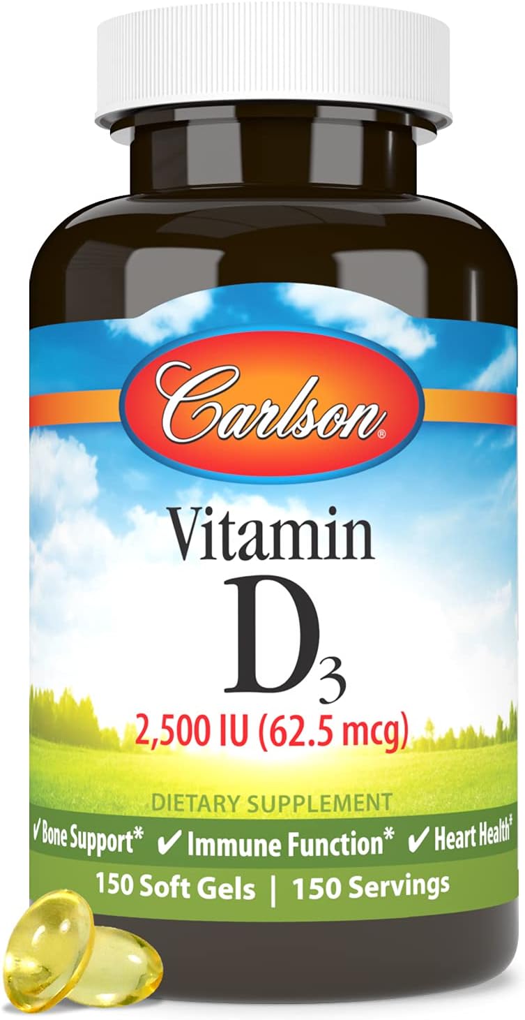 Carlson - Vitamina D3 2500 UI (62.5 mcg), 150 Cápsulas Blandas