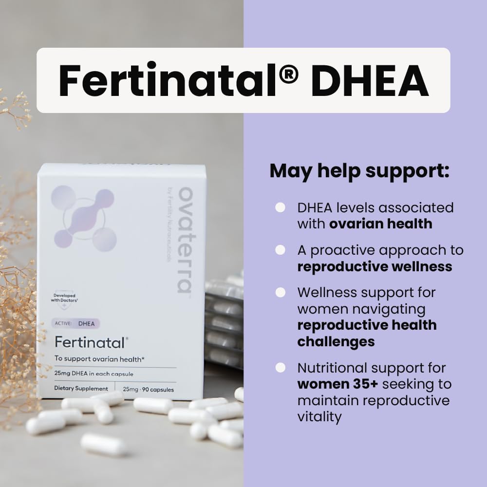 Fertinatal DHEA Micronizado 25mg para Mujer - Suplemento de Fertilidad Natural - 90 Cápsulas