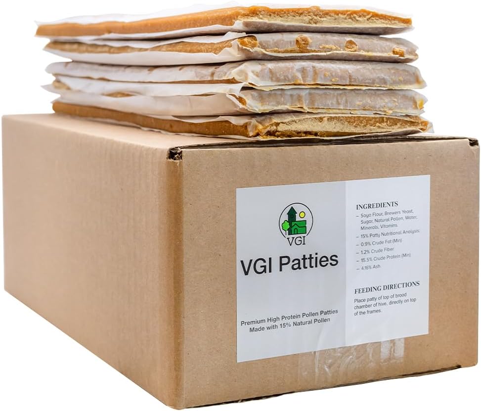 Pollen Patties para Apicultura de VILLAGE GIFT IMPORTERS | Contiene 15% de Polen Natural y 15.5% de Proteína | Nutrición Equilibrada para Abejas | Apoya la Salud de la Colmena (Paquete de 5, 5 unidades)