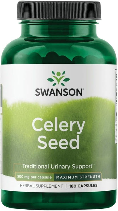 Swanson - Semilla de Apio Máxima Potencia - 500 mg, 180 Cápsulas – Image 1