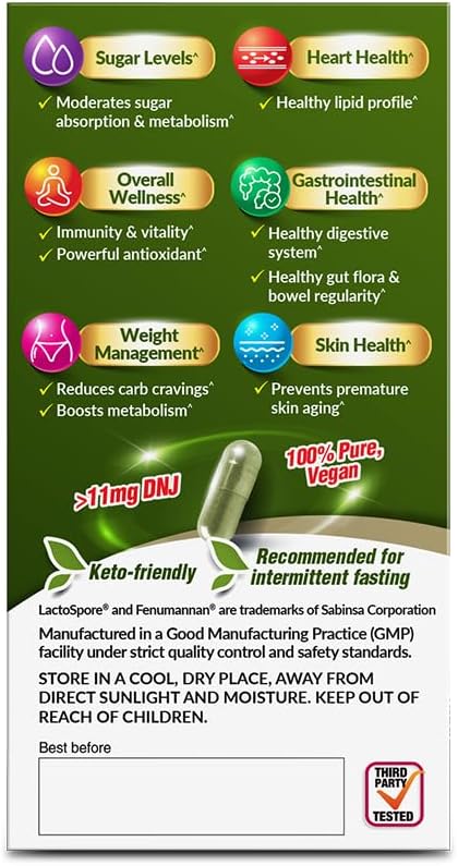 LABO Nutrition Mulbiotic Cápsulas - Extracto Orgánico de Hoja de Morera, Probiótico LactoSpore y Prebiótico Fenumannan