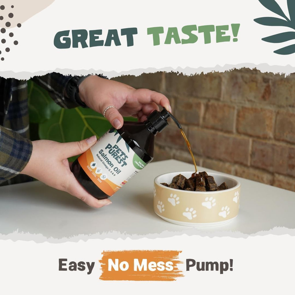 Pets Purest Aceite de Salmón para Perros, Gatos, Caballos y Hurones - 946 ml 100% Puro Premium - Suplemento Natural Omega 3, 6 y 9