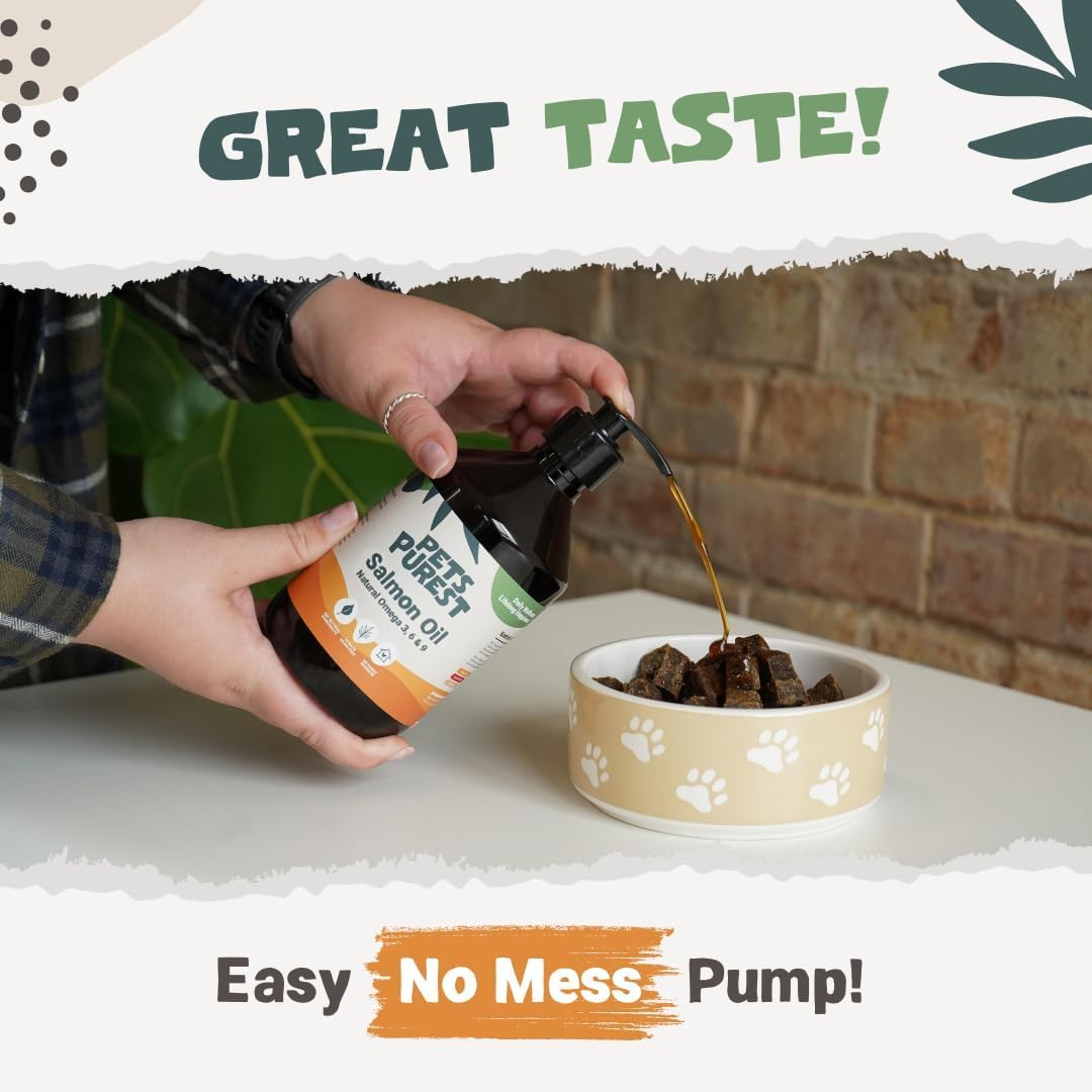 Pets Purest Aceite de Salmón para Perros, Gatos, Caballos y Hurones - 946 ml 100% Puro Premium - Suplemento Natural Omega 3, 6 y 9