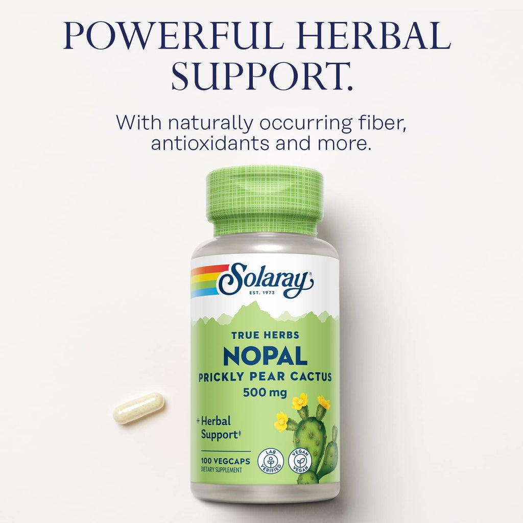 Solaray Nopal Prickly Pear Cactus - 500 mg por Dosis, 100 Cápsulas Veganas