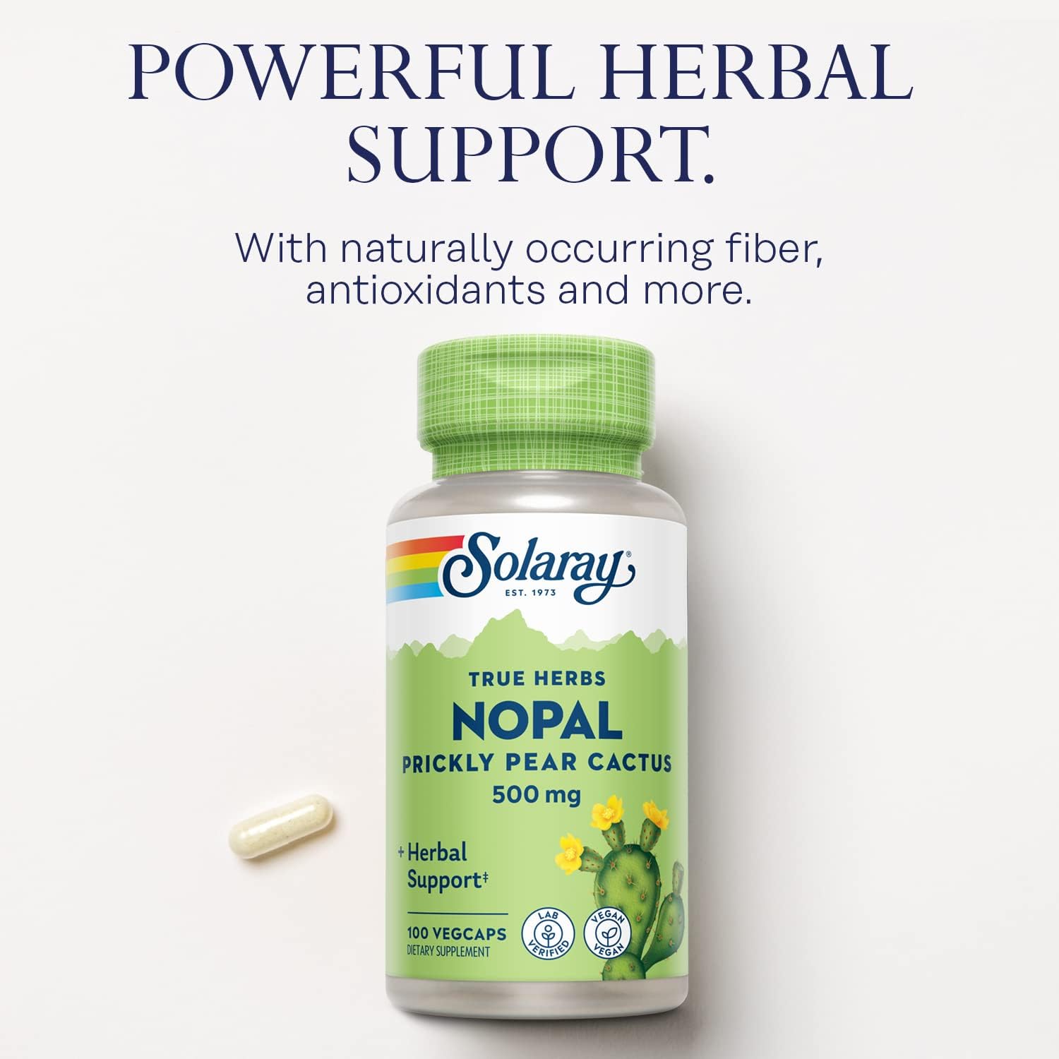 Solaray Nopal Prickly Pear Cactus - 500 mg por Dosis, 100 Cápsulas Veganas