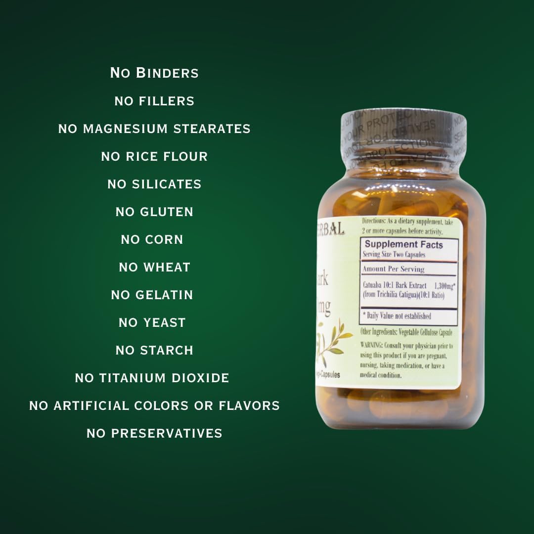 Barlowe's Herbal Elixirs Catuaba | Extracto 10:1 | 650mg por Cápsula | Hierba Tradicional de Vitalidad | 60 Cápsulas Veganas | No-GMO, Sin Estearatos, Envasado en Vidrio