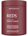 BodyHealth Reds Enhanced with PerfectAmino - Polvo de superalimentos diario con antioxidantes, adaptógenos, fitonutrientes, frutas, prebióticos, probióticos, fibra y proteína - 30 porciones