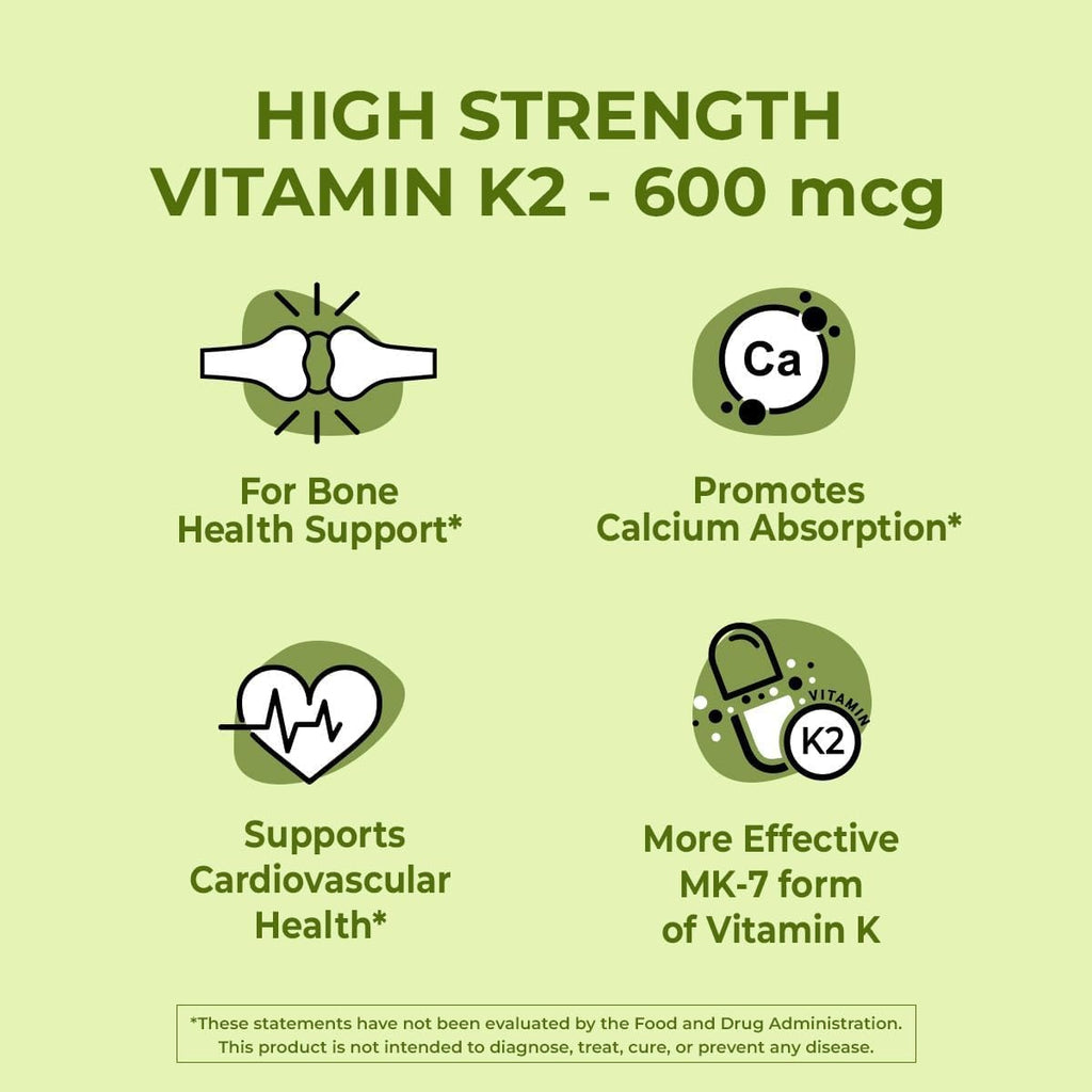 NutriZing Vitamina K2 MK7 600 mcg - 90 Cápsulas Veganas - Alta Potencia