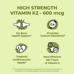 NutriZing Vitamina K2 MK7 600 mcg - 90 Cápsulas Veganas - Alta Potencia