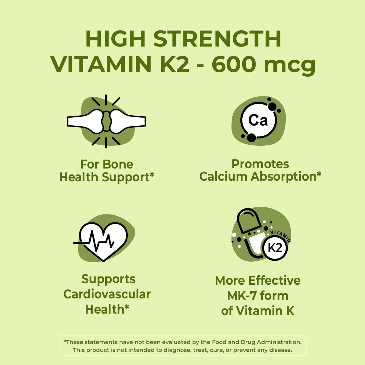 NutriZing Vitamina K2 MK7 600 mcg - 90 Cápsulas Veganas - Alta Potencia