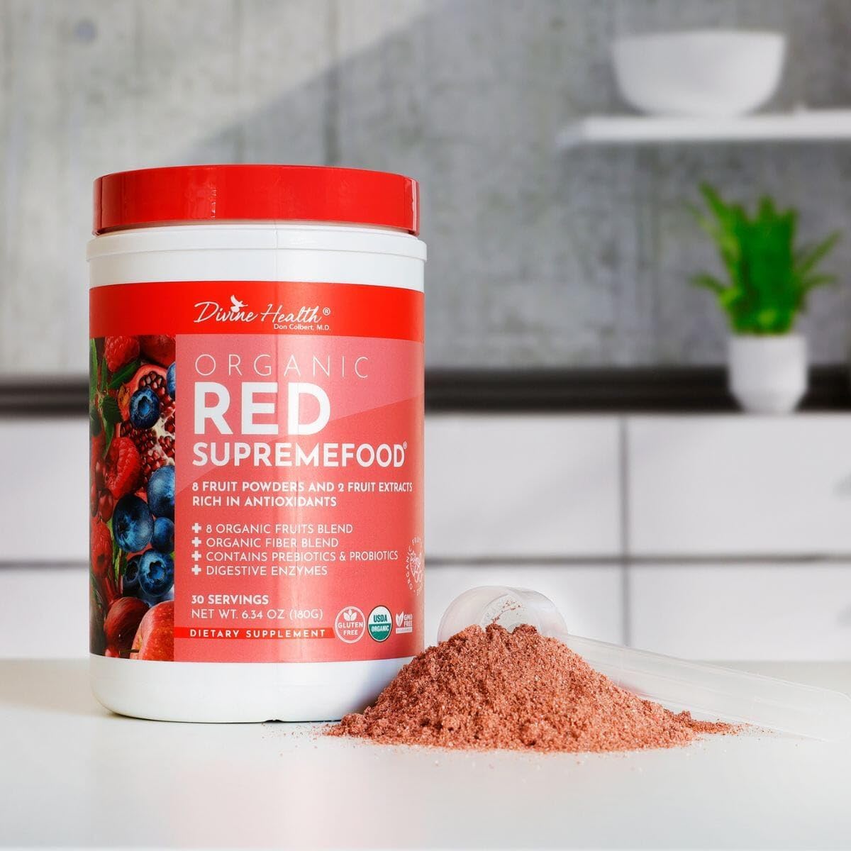 Organic Red Supremefood - Mezcla de Frutas Orgánicas con Probióticos y Enzimas, 180g