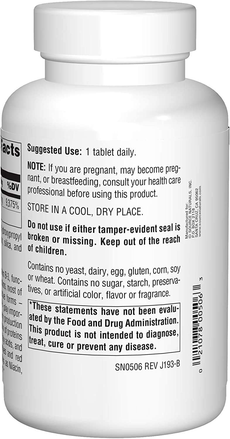 Source Naturals Niacinamida 1500 mg, 100 comprimidos (Paquete de 2)