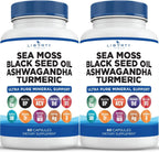 Liberty Lifestyle Sea Moss Black Seed Oil Ashwagandha Turmeric Bladderwrack Burdock - con Manuka, Honey Dandelion, ACV Black Pepper Gluten Free - 1-Pack