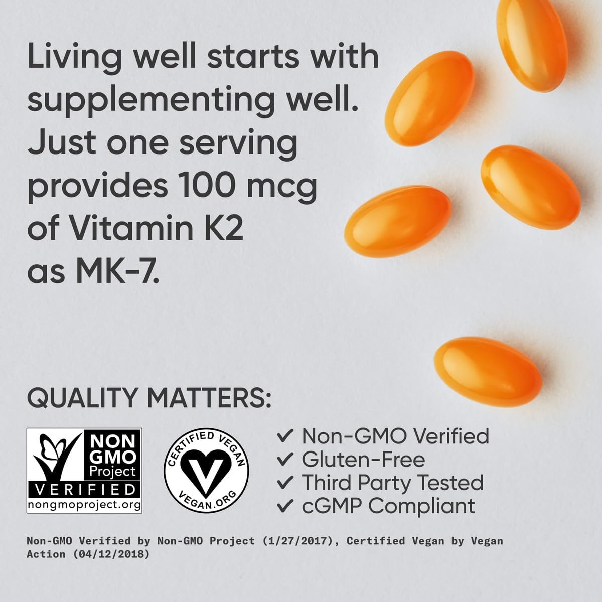 Sports Research Vitamina K2 (como MK-7) 100 mcg con Aceite MCT de Coco - 120 Cápsulas Blandas Veganas (Suministro para 4 Meses)