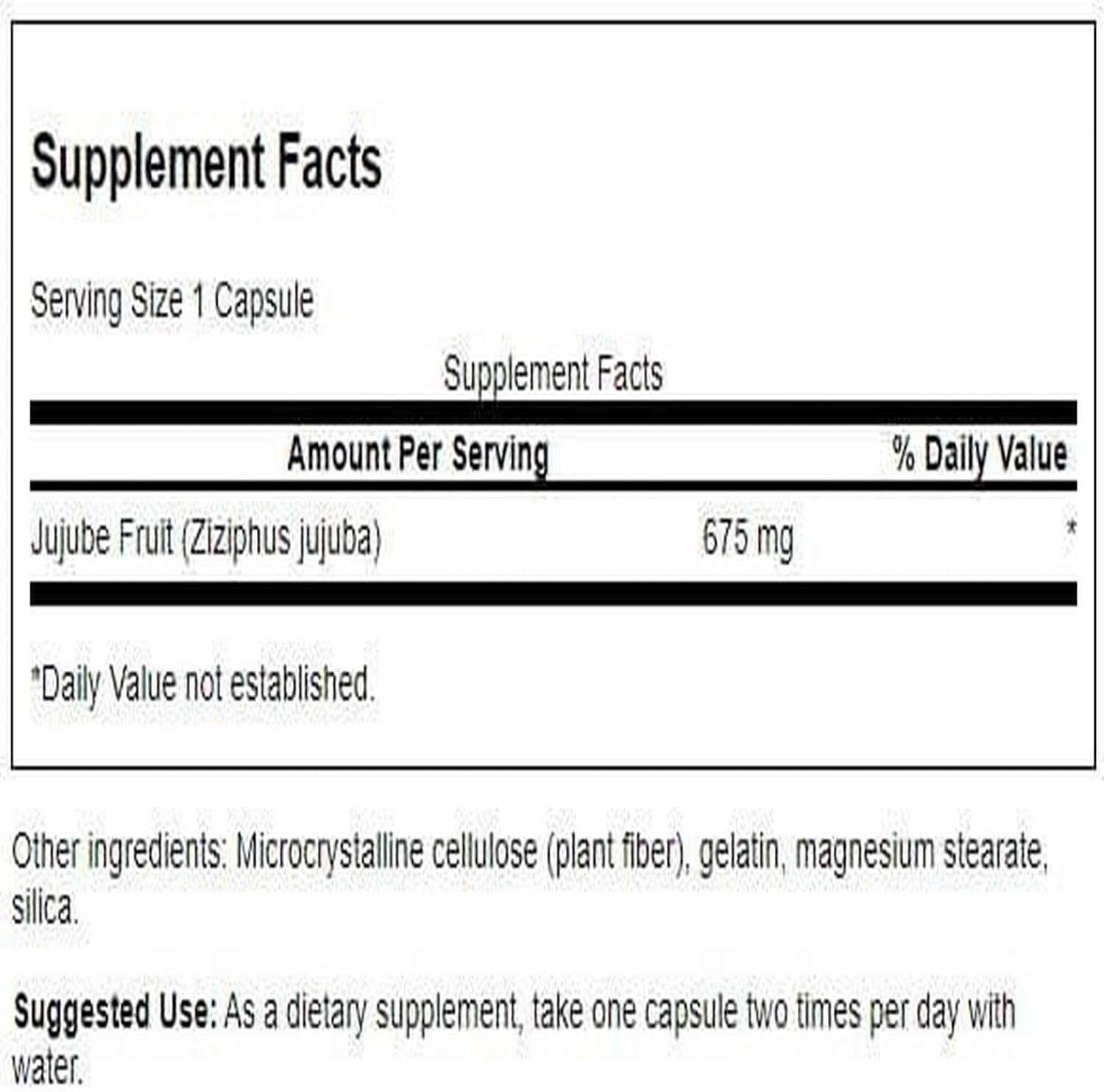 Swanson Jujube Fruit - Suplemento Herbal para la Calma y el Estrés (60 Cápsulas, 675mg)