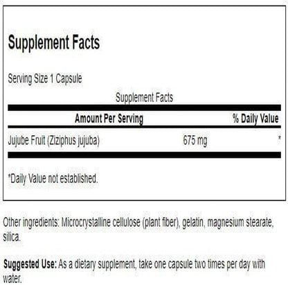 Swanson Jujube Fruit - Suplemento Herbal para la Calma y el Estrés (60 Cápsulas, 675mg) – Image 2