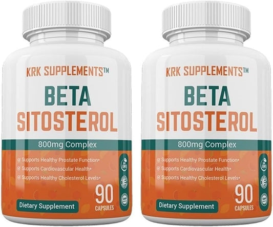 KRK SUPPLEMENTS Beta Sitosterol 800mg per serving, 180 Capsules (2 Bottles)