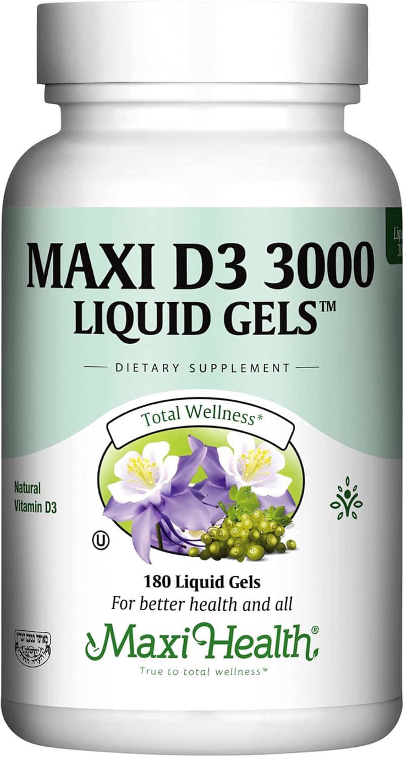 Maxi Health Vitamina D3 3000 IU 75 mcg 180 Cápsulas Blandas