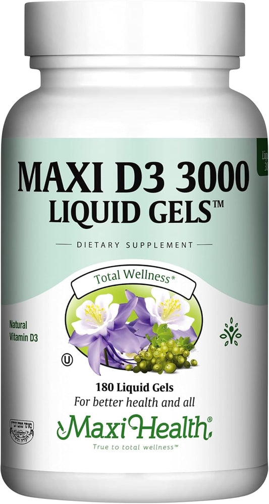 Maxi Health Vitamina D3 3000 IU 75 mcg 180 Cápsulas Blandas