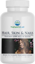 Nature's Lab Hair, Skin & Nails - Biotina, BCAA, MSM, Complejo vitamínico - 90 Cápsulas