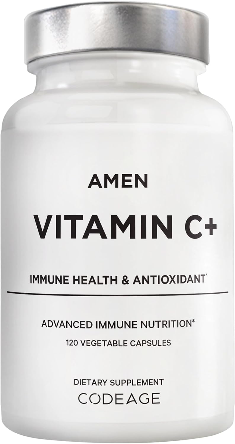 Amen Vitamina C+ con Zinc, Bioflavonoides, Quercetina, Escaramujo, Saúco – Vegano, No Transgénico – 2 Meses de Suministro - 120 Cápsulas