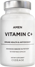 Amen Vitamina C+ con Zinc, Bioflavonoides, Quercetina, Escaramujo, Saúco – Vegano, No Transgénico – 2 Meses de Suministro - 120 Cápsulas
