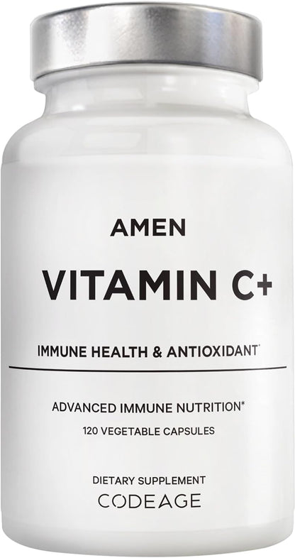 Amen Vitamina C+ con Zinc, Bioflavonoides, Quercetina, Escaramujo, Saúco – Vegano, No Transgénico – 2 Meses de Suministro - – Image 1