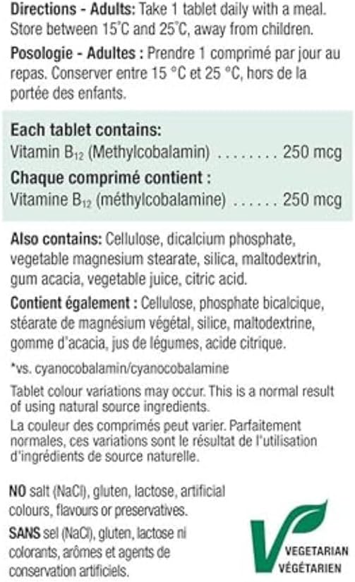 Jamieson Vitamina B12 Metilcobalamina 250mcg, 100 Tabletas