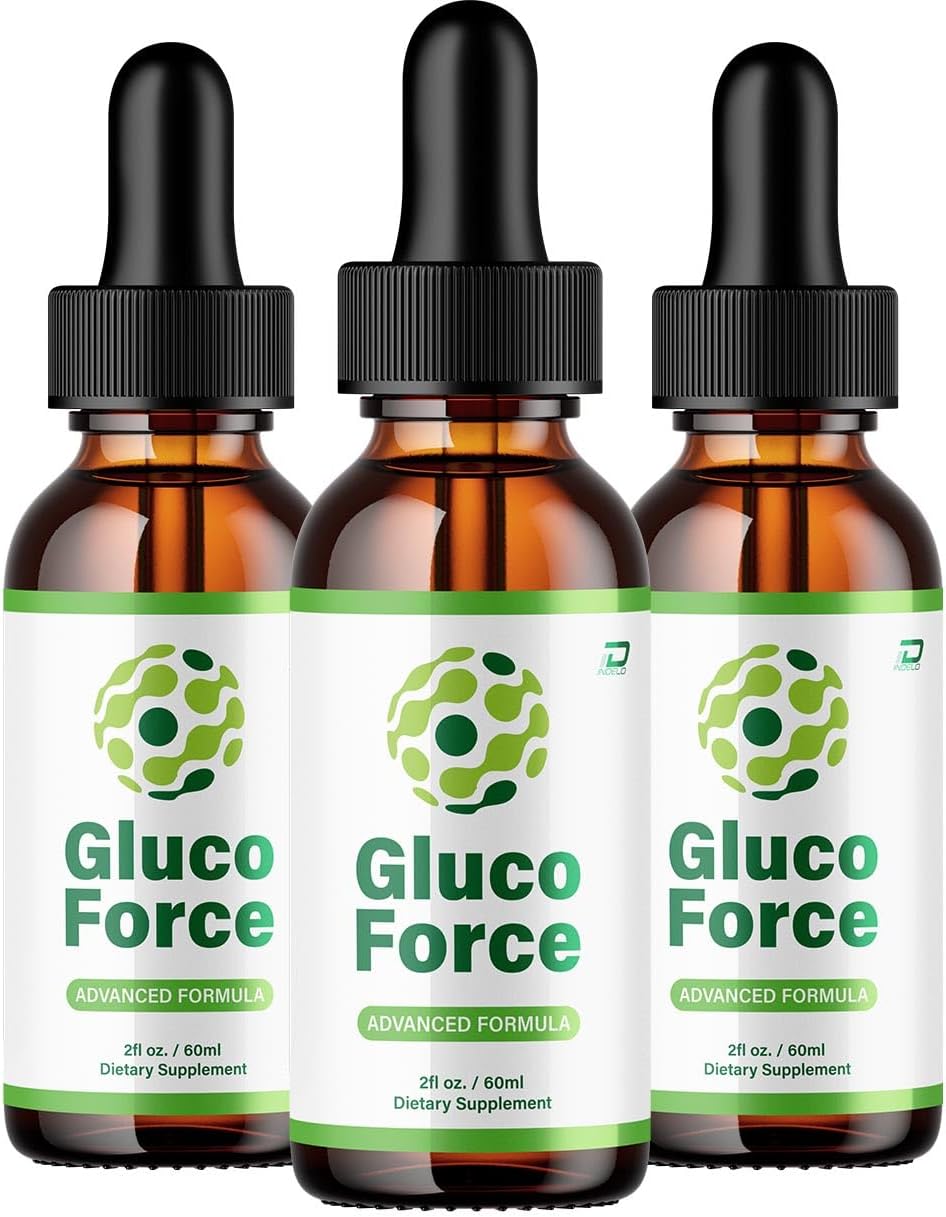 Gluco Force Fórmula Saludable – Suplemento Líquido Extra Fuerte – 3 Envases (Suministro para 3 Meses)