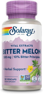 SOLARAY Extracto de Melón Amargo 500mg con 5% de Principios Amargos - 60 Cápsulas Vegetales