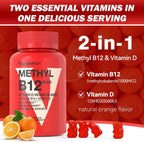 Vitamina B12 1000 mcg + D3 5000 UI Gominolas Veganas - Metilcobalamina - Sabor Naranja - 180 Unidades
